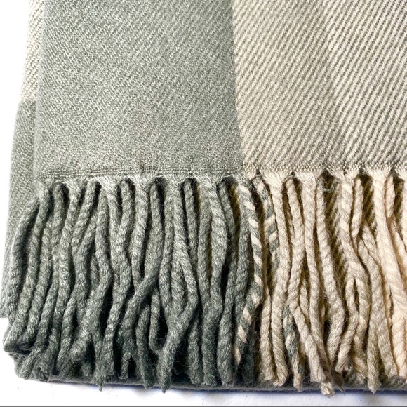 J. Crew Classic Plaid Scarf 77.5” Gray Ivory - Picture 5 of 8